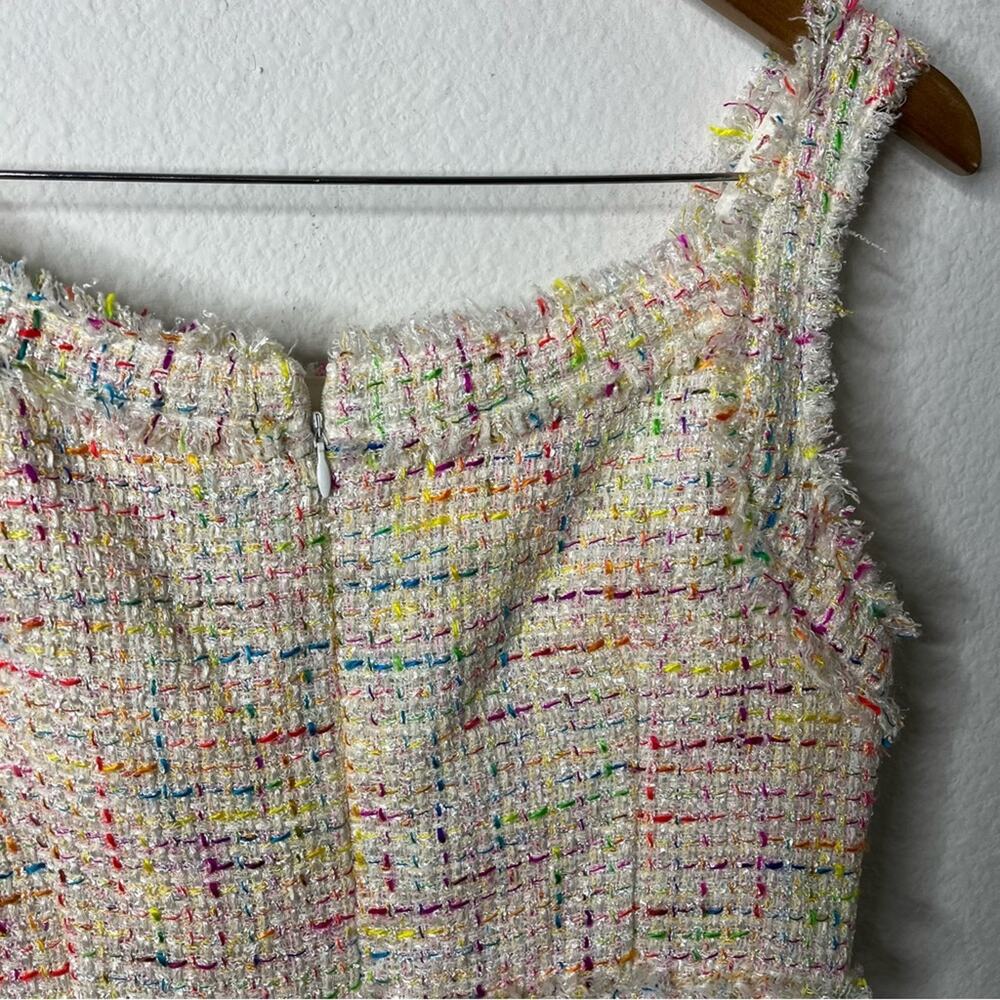 Theia Colorful Multi Tweed Sheath Dress Sleeveless Womens Size 10 - Picture 9 of 9